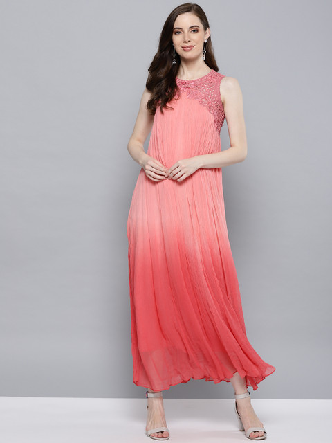 

Label Ritu Kumar Women Pink Solid Maxi Dress