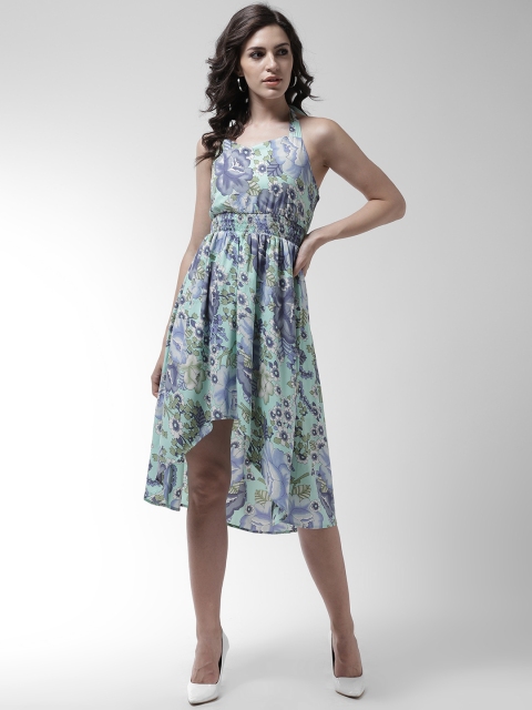 

MIWAY Women Green & Blue Printed Fit and Flare Dress