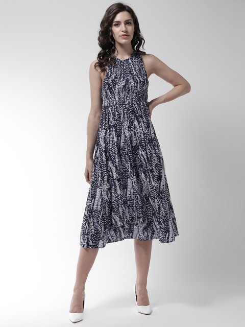 

MIWAY Women Navy Blue & White Printed A-Line Dress