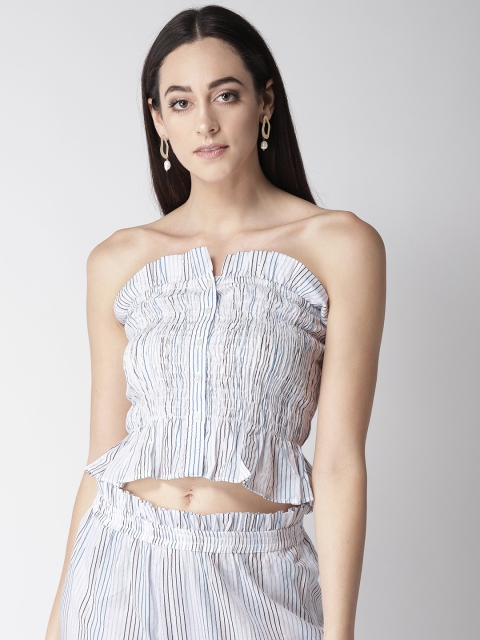 

MIWAY Women White Striped Tube Top