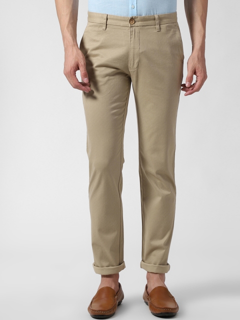 

Peter England Casuals Men Beige Slim Fit Self Design Regular Trousers