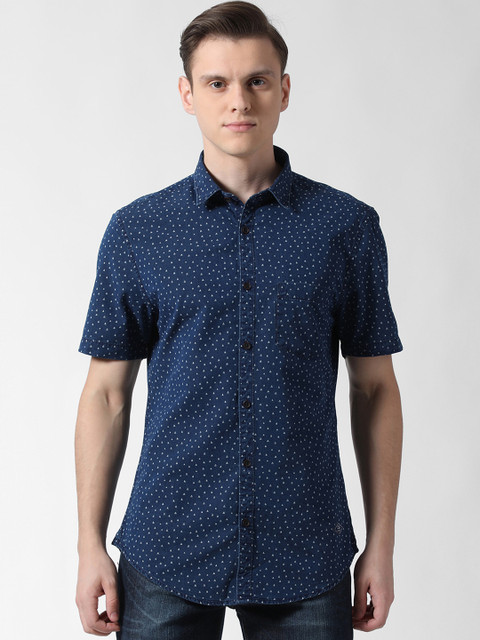 

Peter England Casuals Men Navy Blue Slim Fit Printed Casual Shirt
