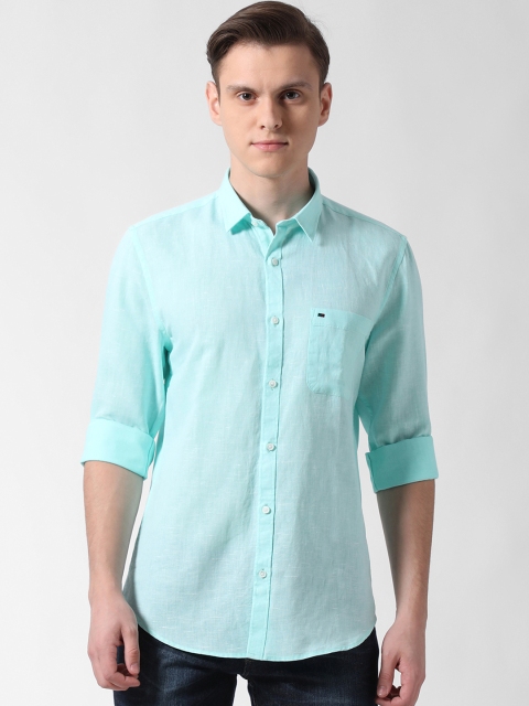 

Peter England Casuals Men Sea Green Slim Fit Solid Casual Shirt