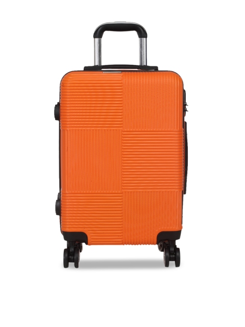 

Teakwood Leathers Orange Textured Hard-Sided Small Trolley Bag