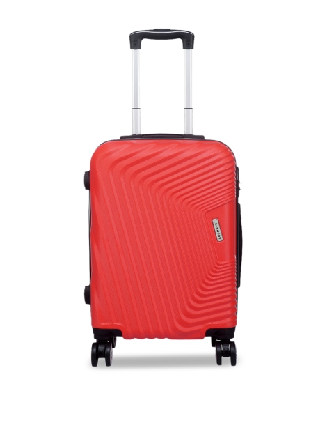 

Teakwood Leathers Red Textured Hard-Sided Small Trolley Suitcase