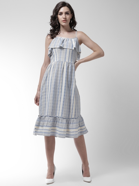 

MIWAY Women Blue & Off-White Striped A-line Dress