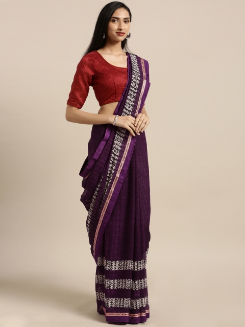 

Saree Swarg Purple Printed Poly Georgette Saree