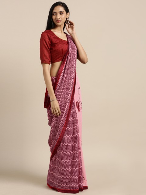 

Saree Swarg Pink Printed Poly Georgette Saree