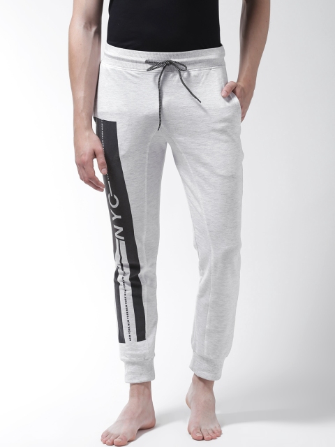 

Richlook Men Grey Melange Solid Lounge Pants with Printed Detail