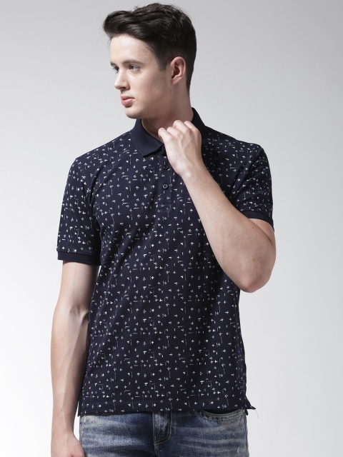 

Richlook Men Navy Blue Printed Polo Collar T-shirt