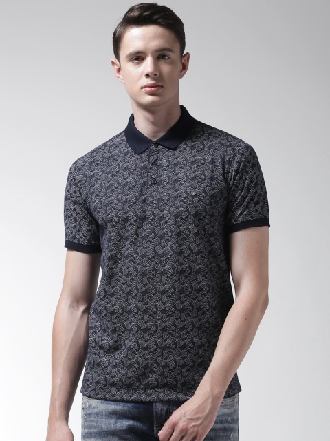 

Richlook Men Navy Blue Printed Polo Collar T-shirt