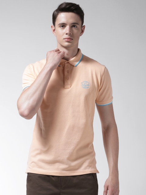 

Richlook Men Peach-Coloured Solid Polo Collar T-shirt