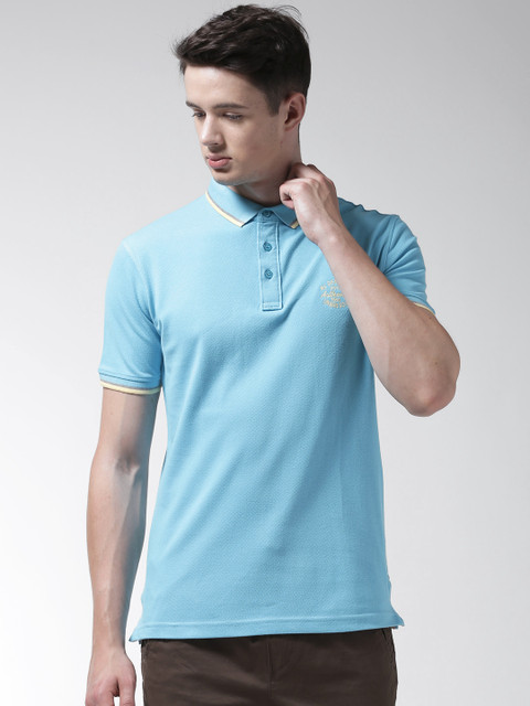 

Richlook Men Blue Solid Polo Collar T-shirt