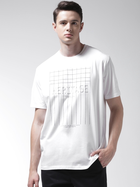 

Richlook Men White Printed Round Neck T-shirt