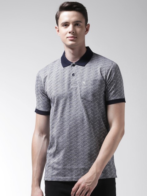 

Richlook Men Navy Blue Self Design Polo Collar T-shirt
