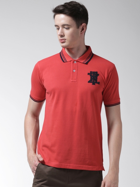 

Richlook Men Red Solid Polo Collar T-shirt