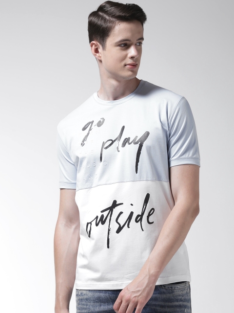 

Richlook Men Blue & White Colourblocked Round Neck T-shirt
