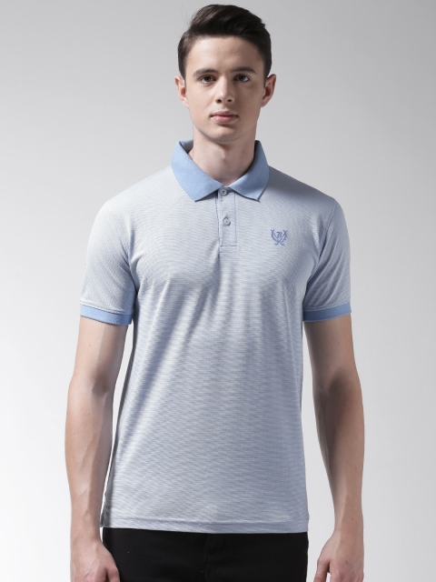

Richlook Men Blue Self Design Polo Collar T-shirt