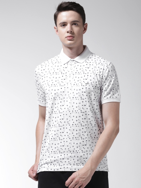 

Richlook Men White & Black Printed Polo Collar T-shirt