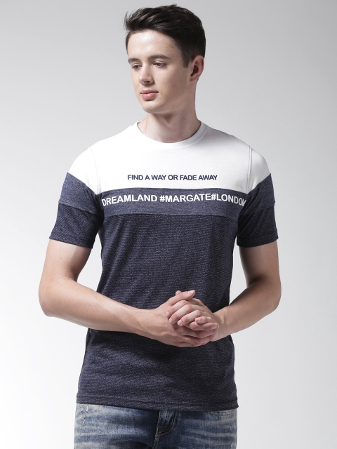 

Richlook Men Navy Blue & White Colourblocked Round Neck T-shirt