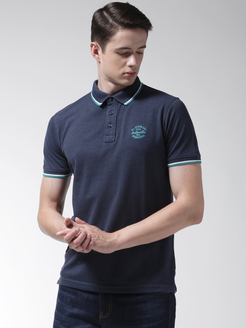 

Richlook Men Navy Blue Solid Polo Collar T-shirt