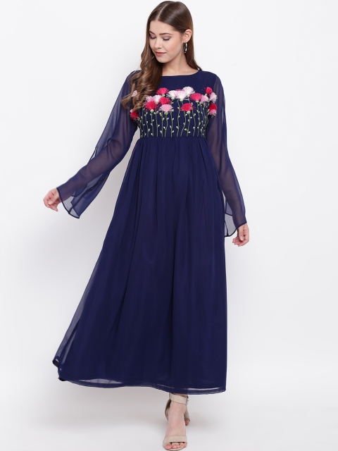 

Shakumbhari Women Navy Blue Solid Maxi Dress