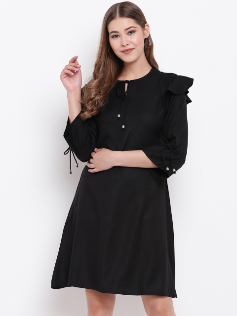 

Shakumbhari Women Black Solid A-Line Dress