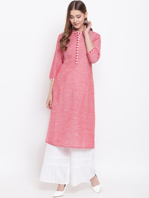 

Shakumbhari Women Pink Solid Straight Kurta