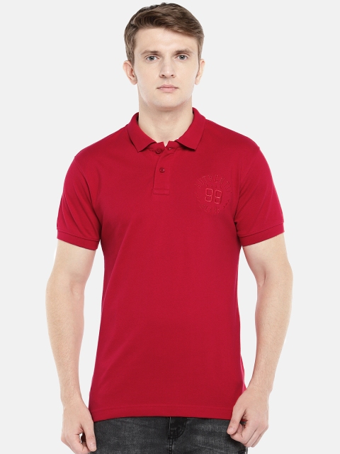 

Globus Men Red Solid Polo Collar T-shirt