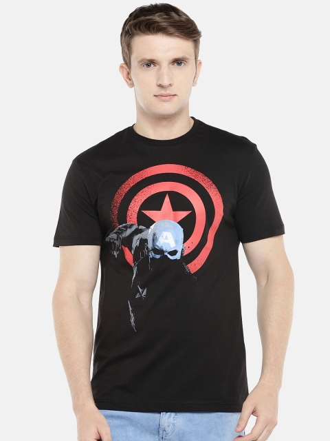 

Globus Men Black Captain America Printed Round neck T-shirt
