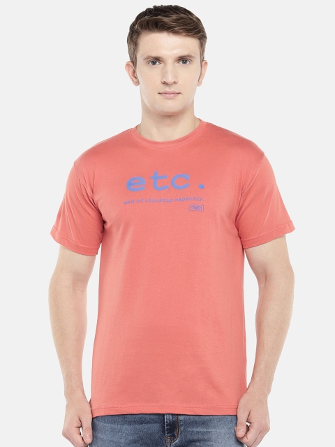 

Globus Men Orange Printed Round Neck T-shirt