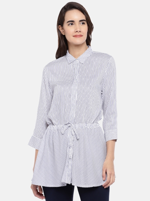 

Globus Women Blue Regular Fit Striped Casual Shirt