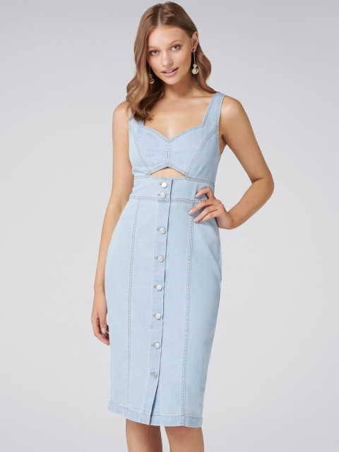 

Forever New Women Blue Solid Sheath Dress