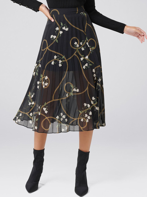 

Forever New Women Black Printed Flared Skirt