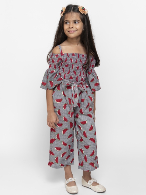 

Fairies Forever Girls Grey & Red Printed Basic Jumpsuit