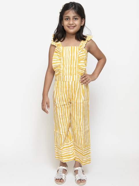 

Fairies Forever Girls Yellow & White Striped Basic Jumpsuit