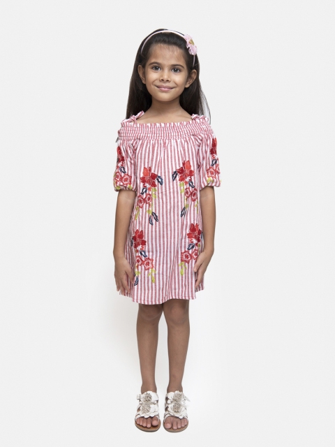 

Fairies Forever Girls Red & Black Striped Fit and Flare Dress