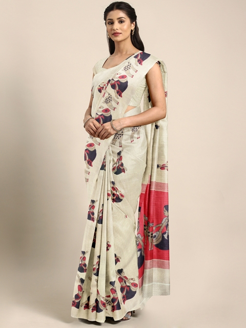 

Satrani Women Beige Printed Art Silk Saree