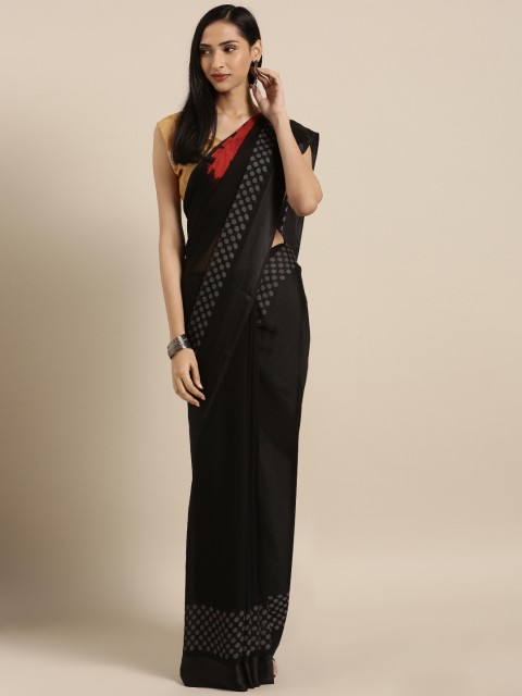 

Satrani Black Printed Poly Chiffon Saree