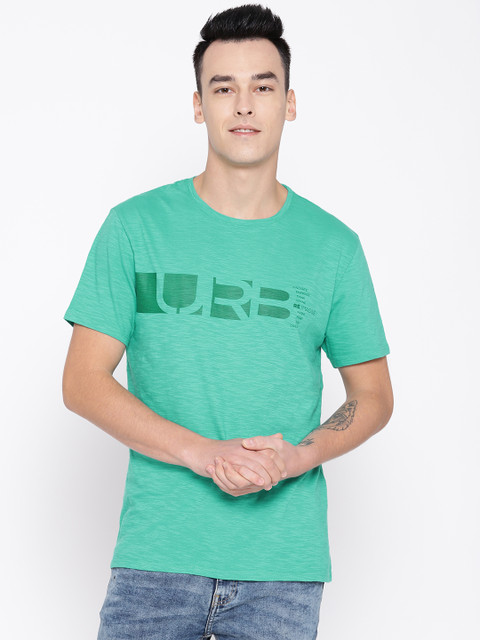 

Blackberrys Men Green Printed Round Neck T-shirt