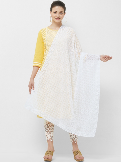 

Naari Women White Embroidered Dupatta
