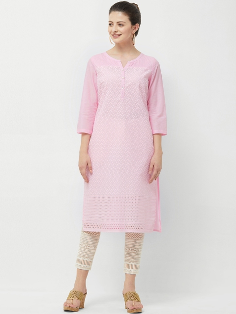 

Naari Women Pink Embroidered Straight Kurta