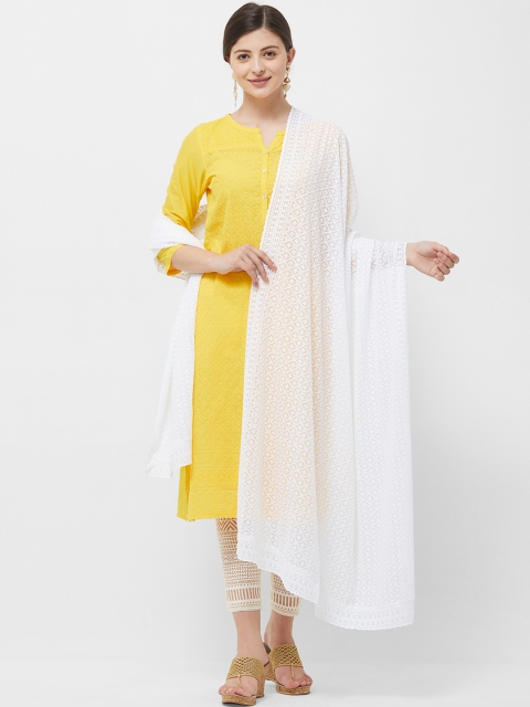

Naari Women White Embroidered Dupatta