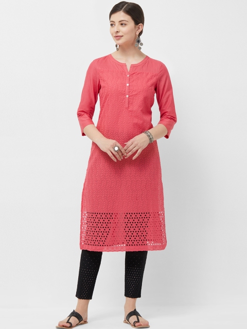 

Naari Women Pink Embroidered Straight Kurta