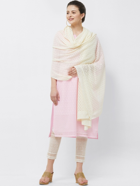 

Naari Women Cream-Coloured Embroidered Dupatta