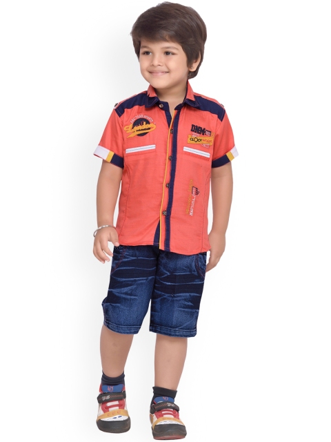 

Kidling Boys Red & Blue Printed Shirt with Shorts