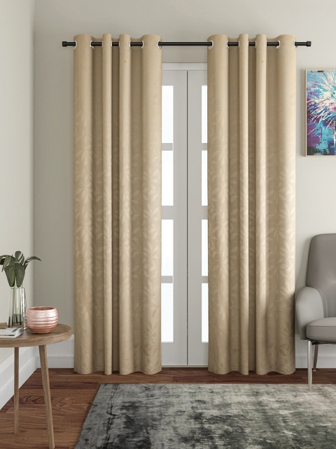 

VRINDA Cream-Coloured Self-Design Set of 2 Long Door Curtains