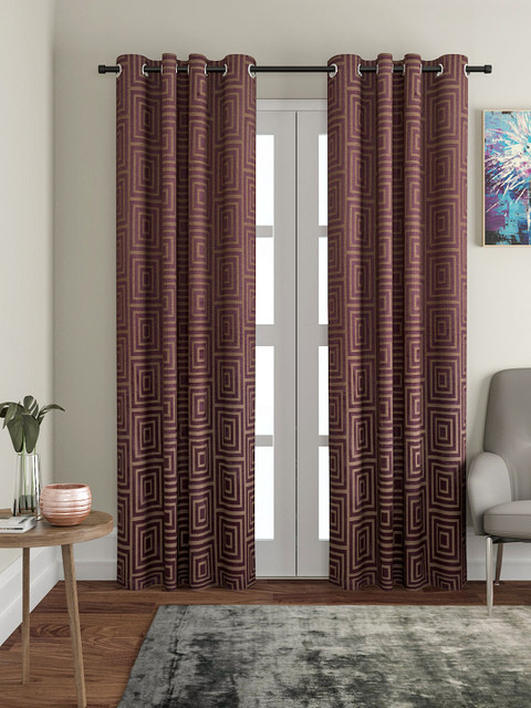 

VRINDA Mauve Self-Design Set of 2 Long Door Curtains