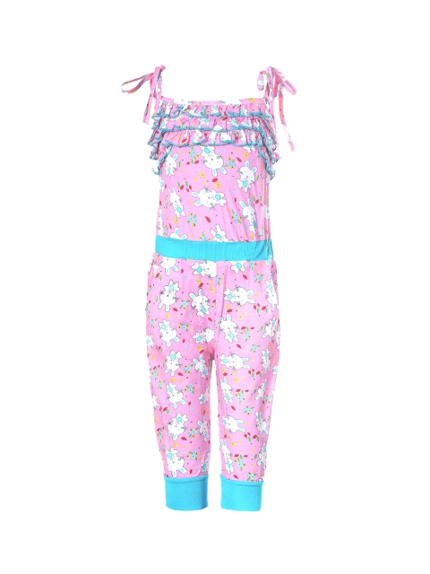 

naughty ninos Girls Pink Printed Basic Jumpsuit