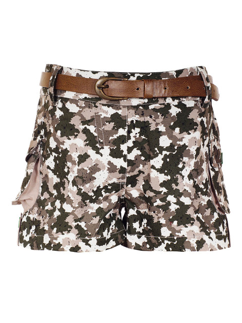 

naughty ninos Girls Olive Green & Beige Printed Regular Fit Cargo Shorts
